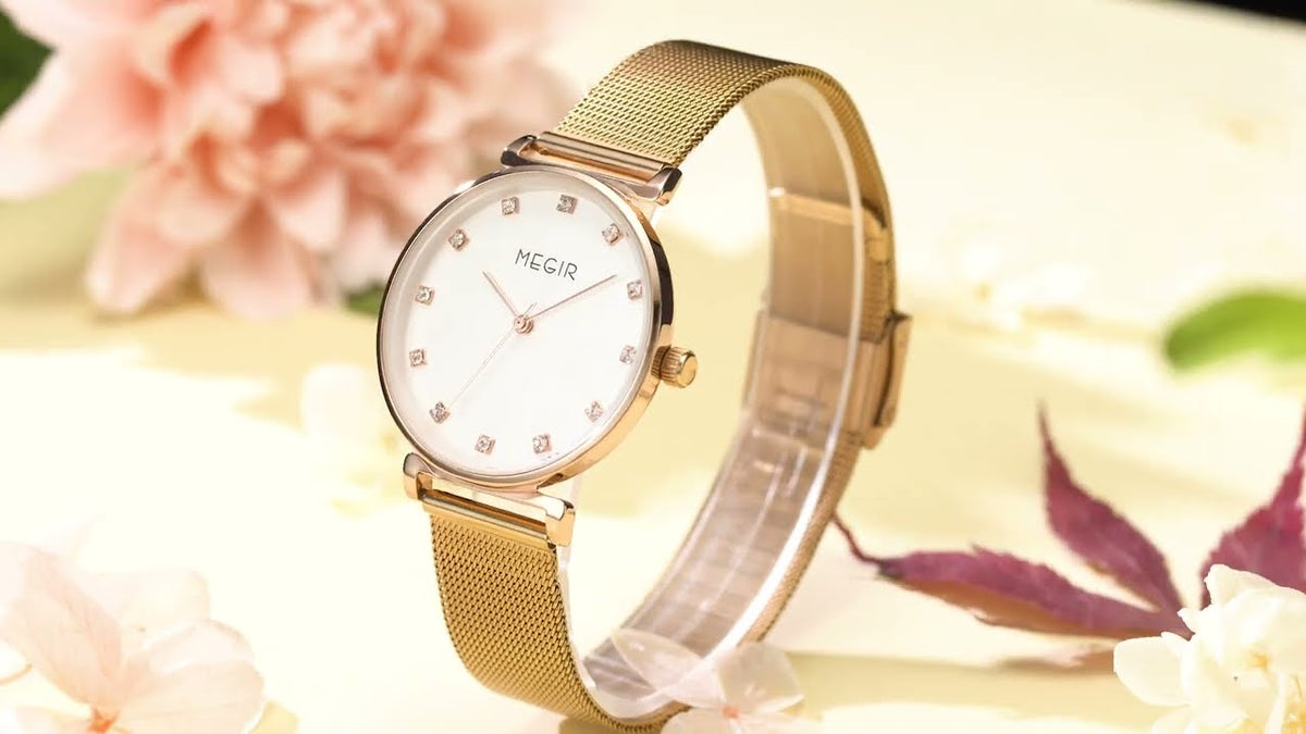 MEGIR 7001 – Reloj de cuarzo con malla de acero