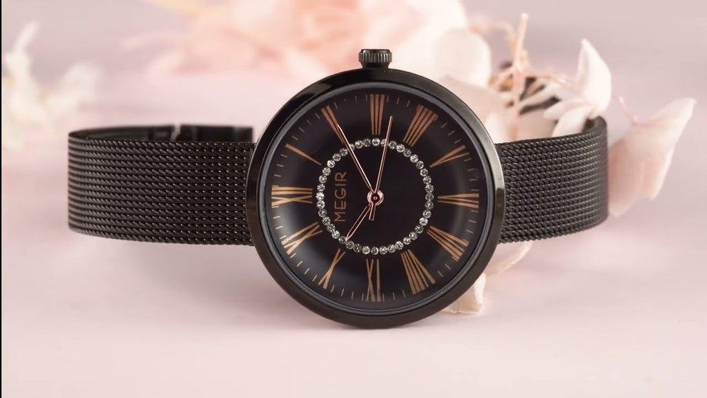 MEGIR 7014 – Reloj de cuarzo con malla de acero
