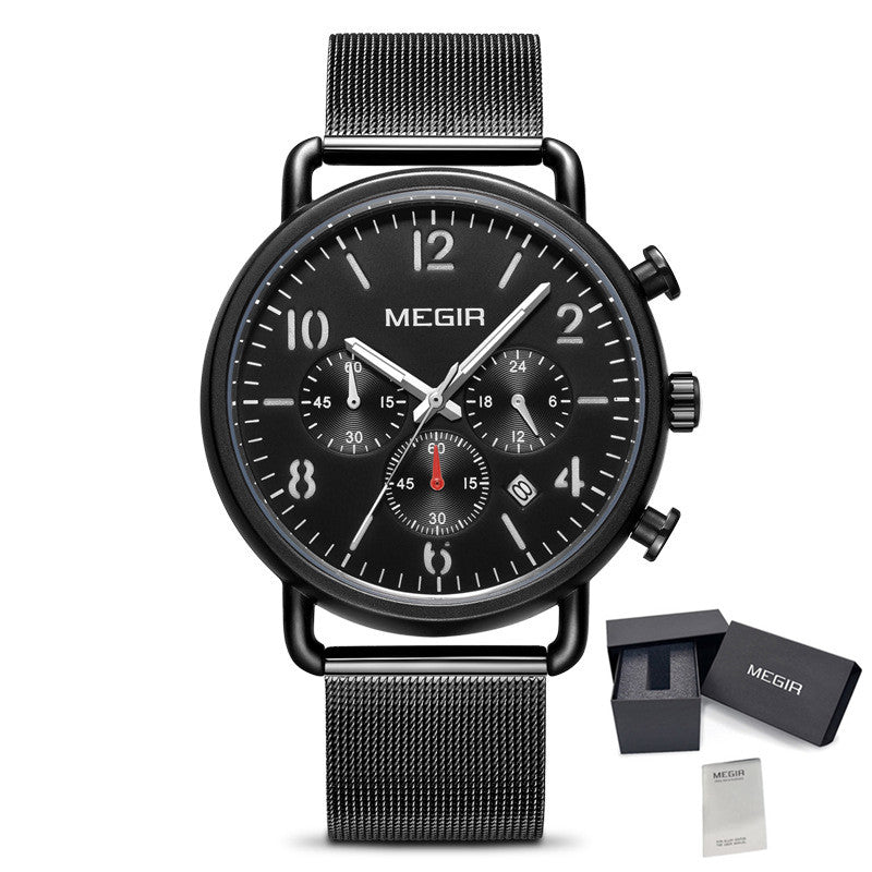 MEGIR 2158 – Reloj deportivo de cuarzo con correa de cuero