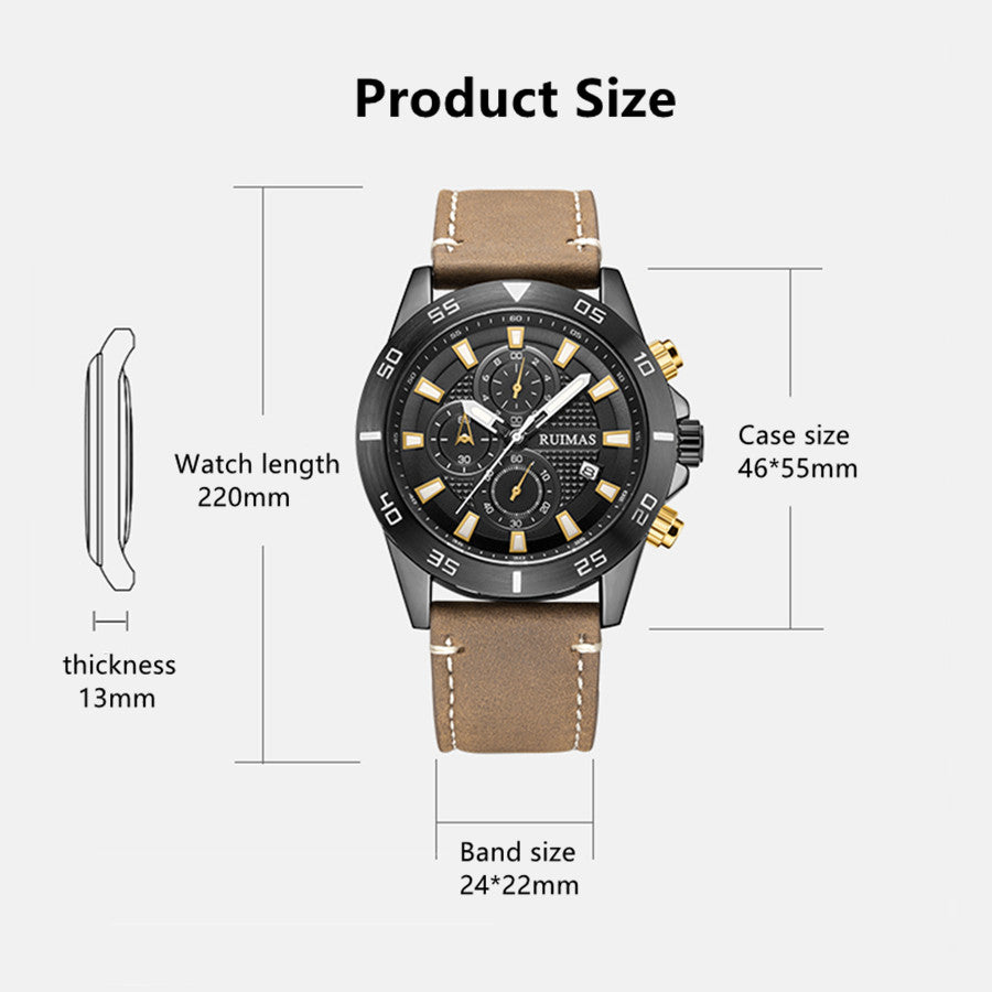 RUIMAS 572 – Reloj deportivo de cuarzo con correa de cuero