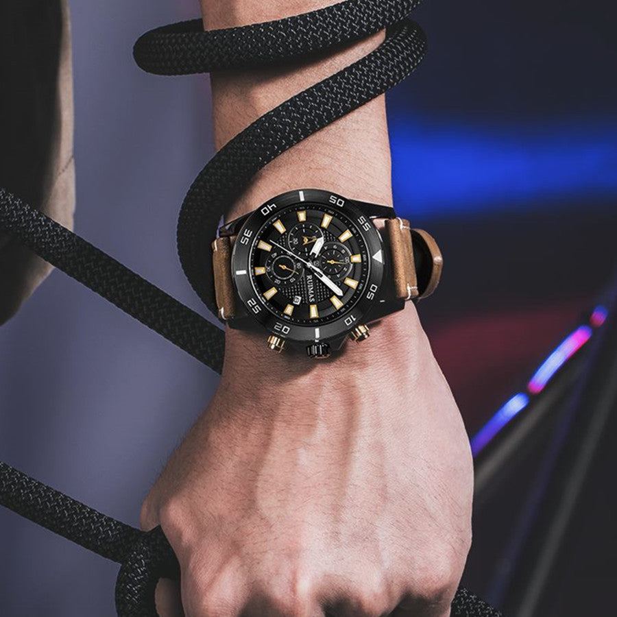 RUIMAS 572 – Reloj deportivo de cuarzo con correa de cuero