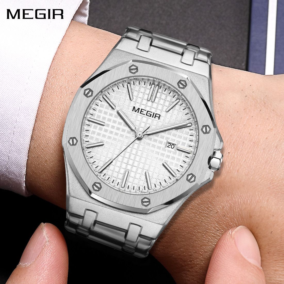 MEGIR 1085 – Reloj de cuarzo en acero