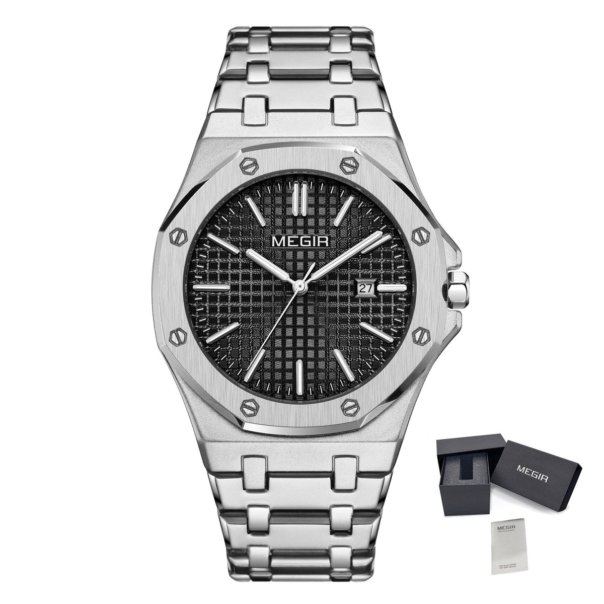 MEGIR 1085 – Reloj de cuarzo en acero