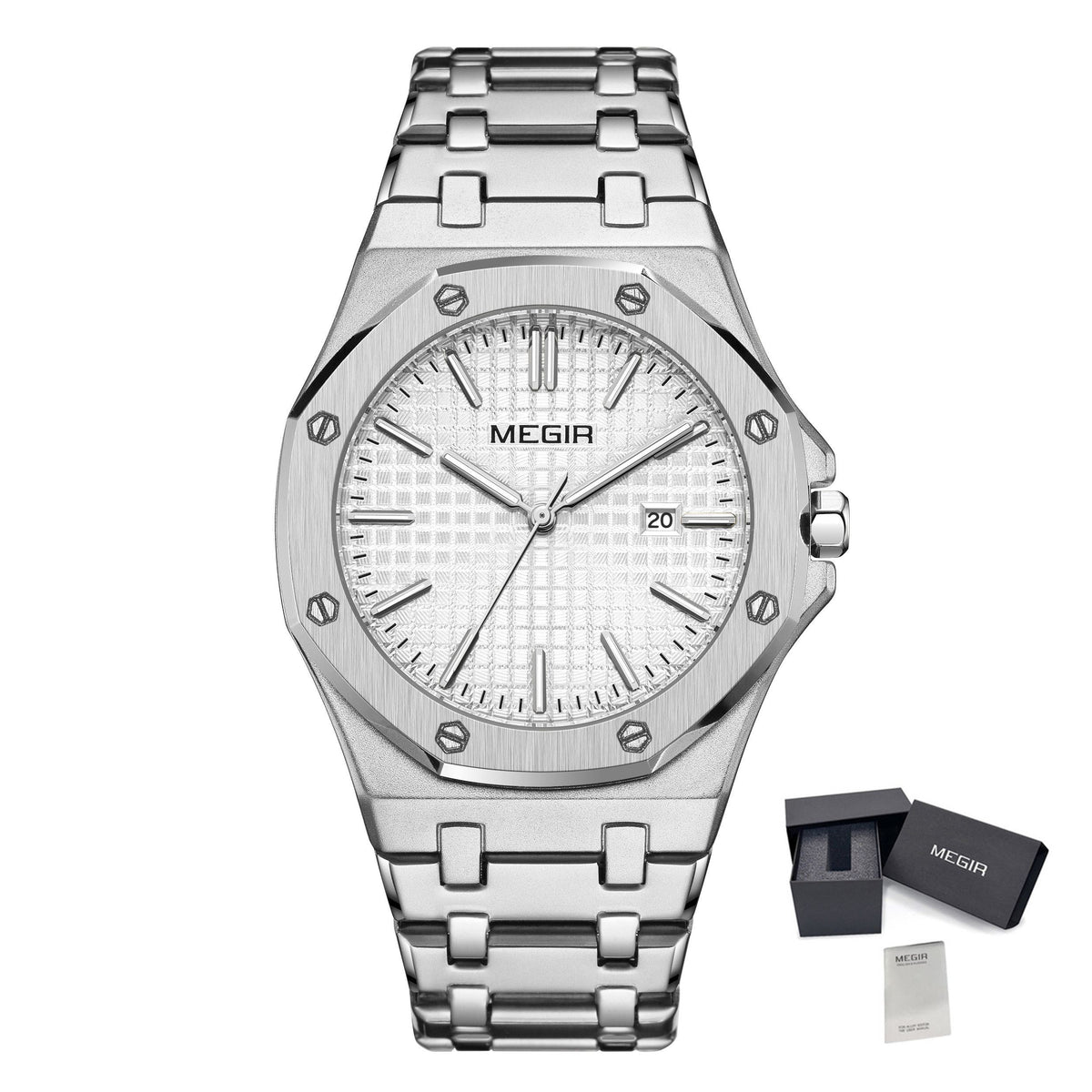 MEGIR 1085 – Reloj de cuarzo en acero