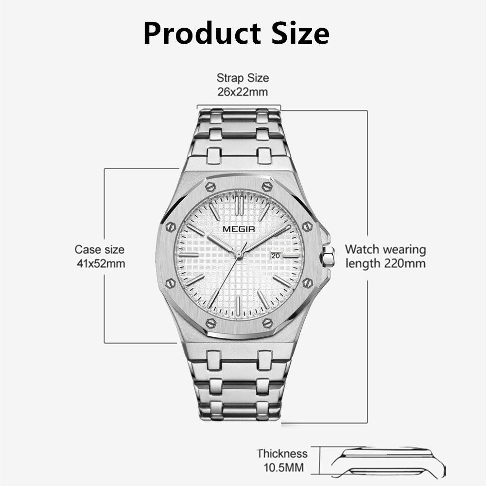 MEGIR 1085 – Reloj de cuarzo en acero