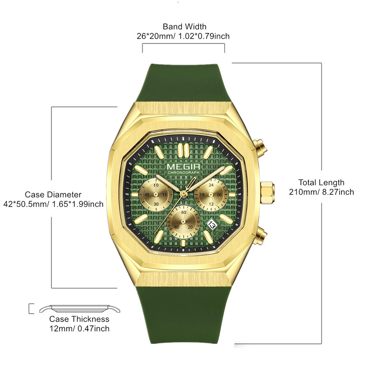 MEGIR 2215 – Reloj deportivo de cuarzo con correa de silicona