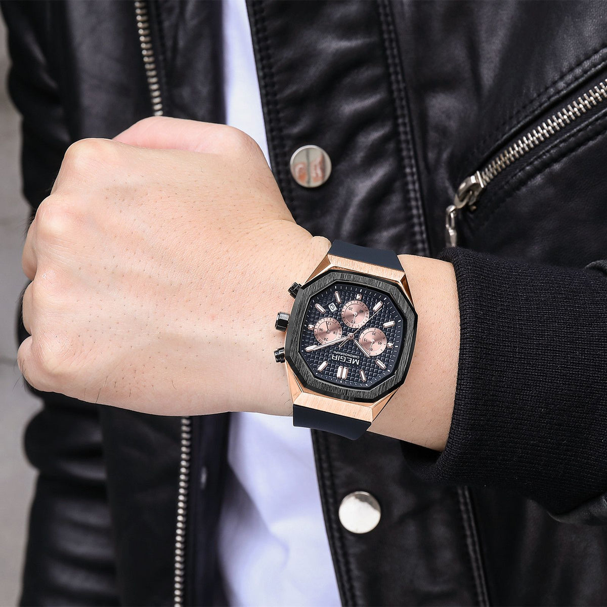 MEGIR 2215 – Reloj deportivo de cuarzo con correa de silicona