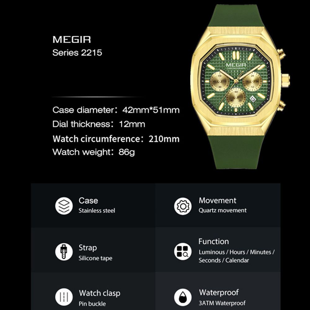 MEGIR 2215 – Reloj deportivo de cuarzo con correa de silicona