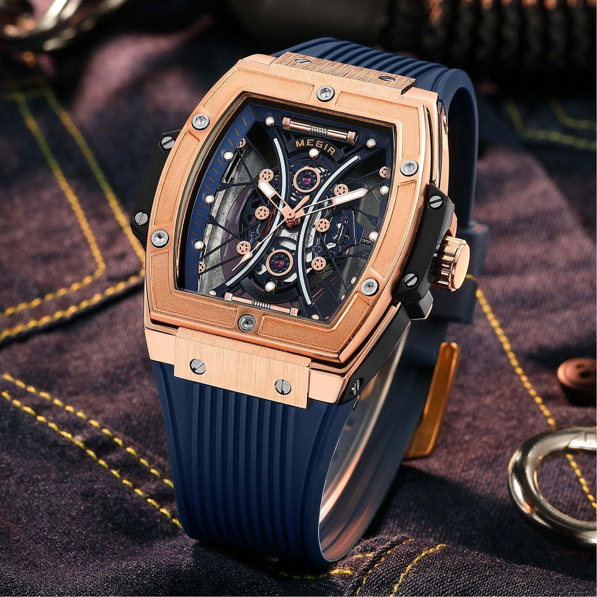 MEGIR 8109 – Reloj deportivo de cuarzo con correa de silicona