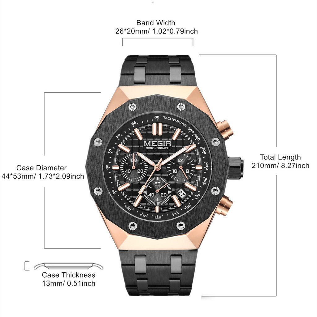 MEGIR 2213 – Reloj deportivo de cuarzo con correa de cuero