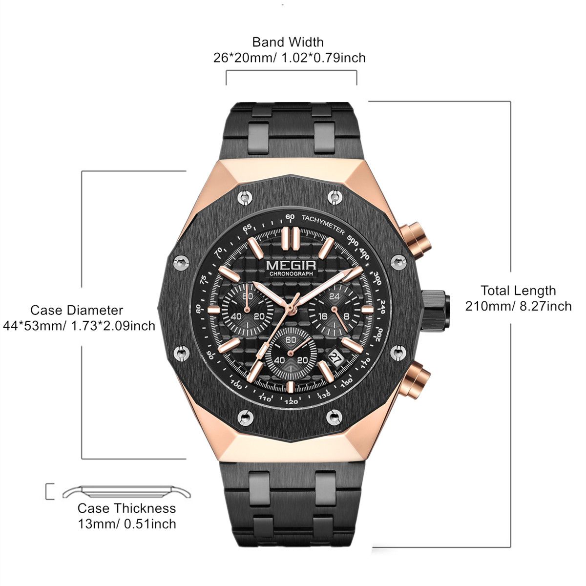 MEGIR 2213 – Reloj deportivo de cuarzo con correa de cuero