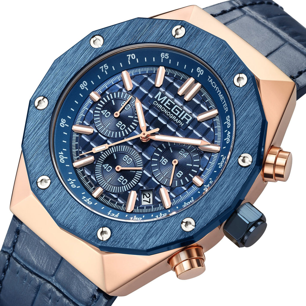 MEGIR 2213 – Reloj deportivo de cuarzo con correa de cuero