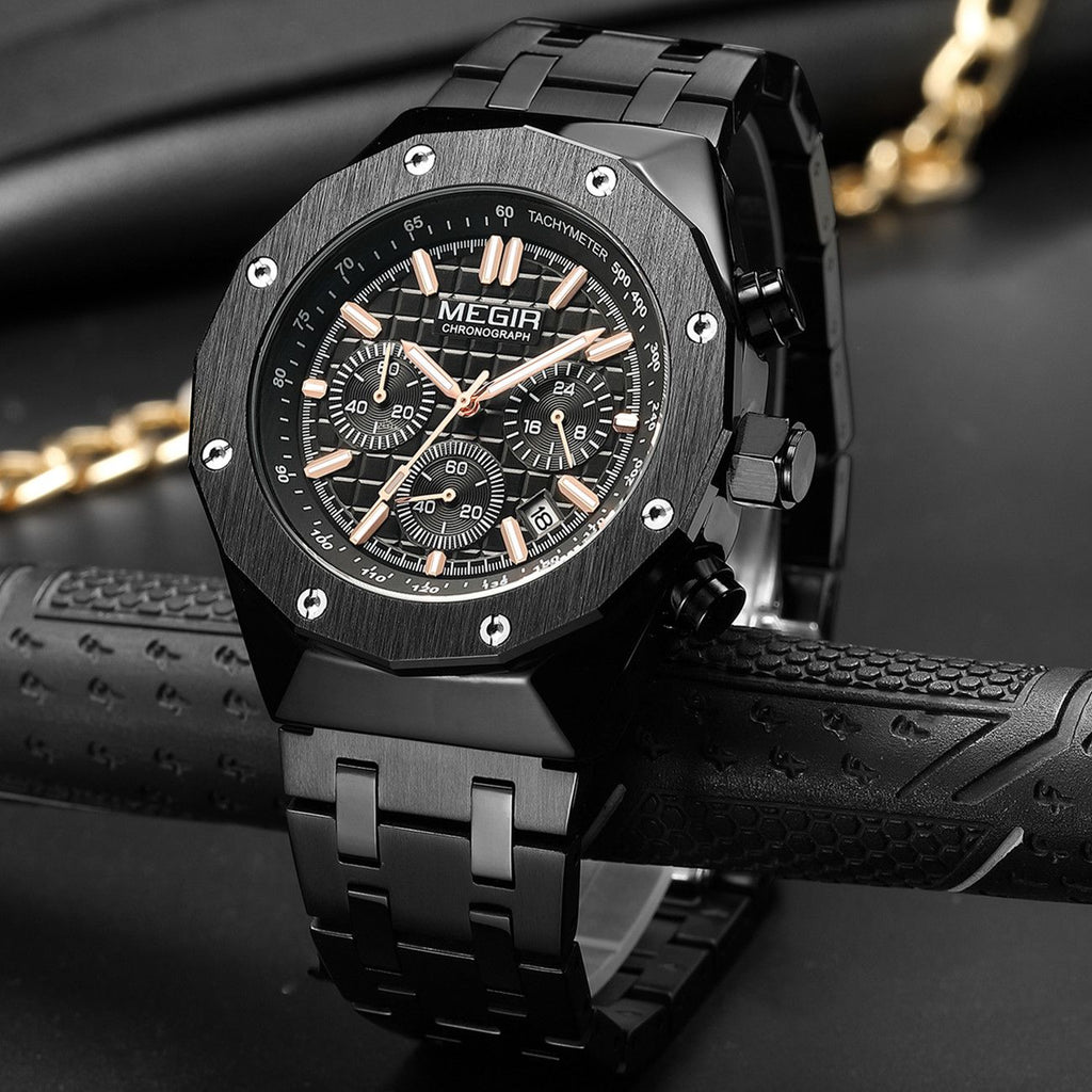 MEGIR 2213 – Reloj deportivo de cuarzo con correa de cuero