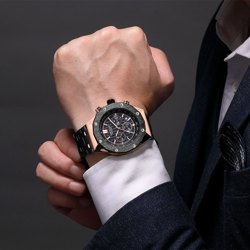 MEGIR 2213 – Reloj deportivo de cuarzo con correa de cuero