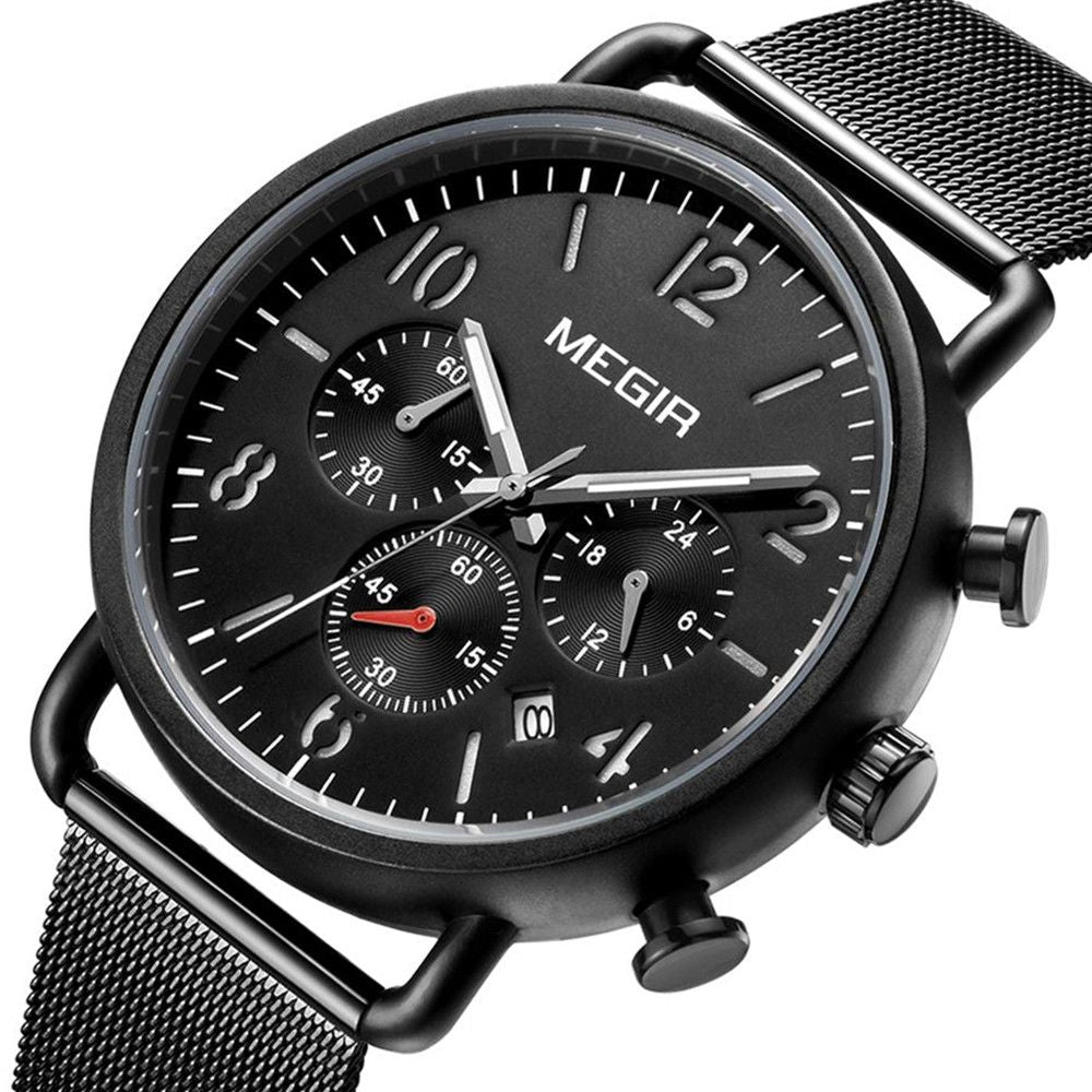 MEGIR 2158 – Reloj deportivo de cuarzo con correa de cuero