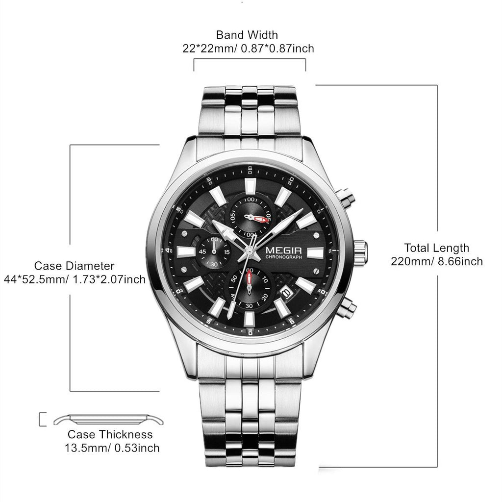 MEGIR 2154 – Reloj de cuarzo en acero
