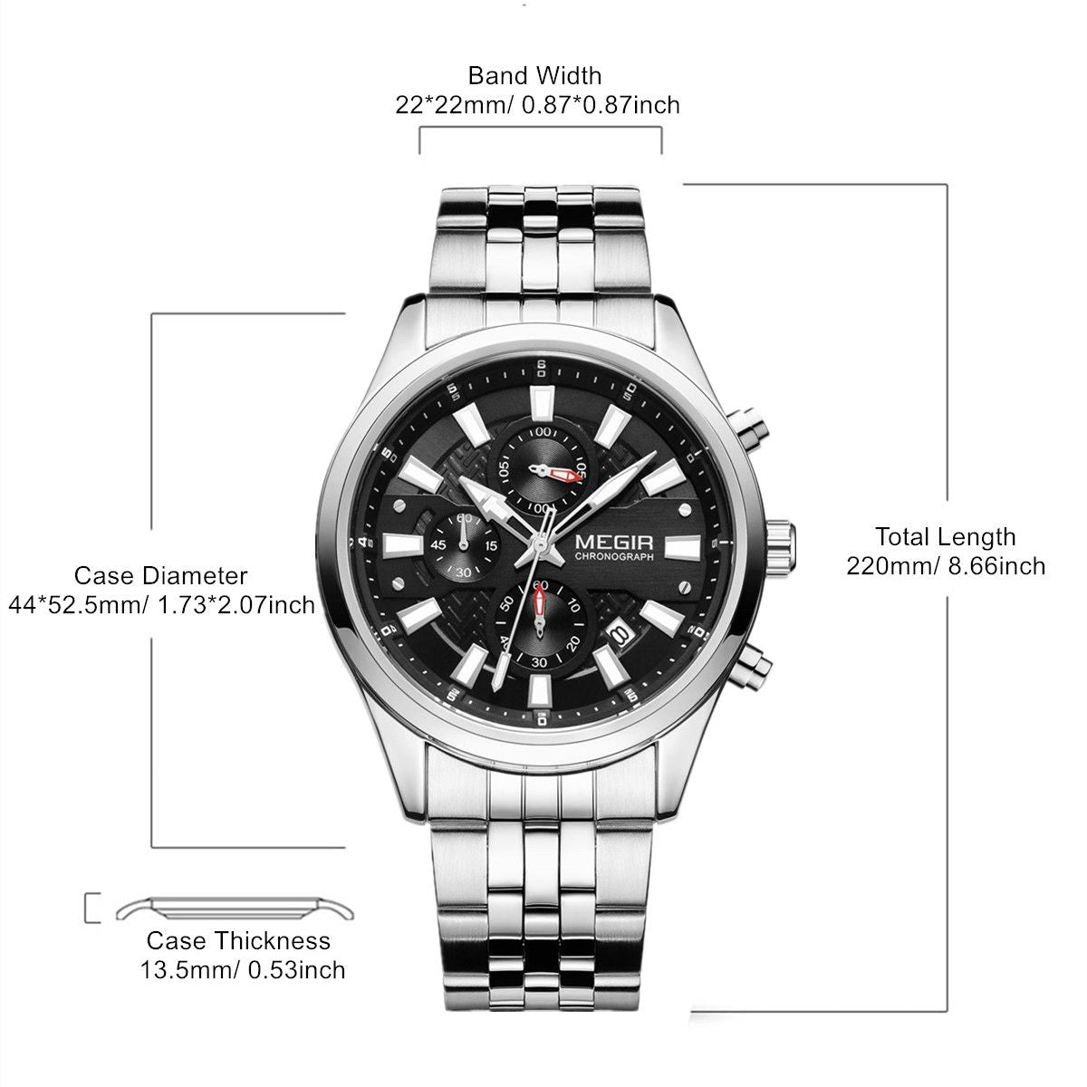 MEGIR 2154 – Reloj de cuarzo en acero