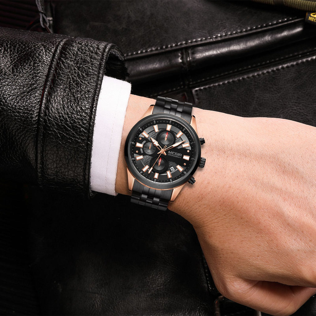 MEGIR 2154 – Reloj de cuarzo en acero