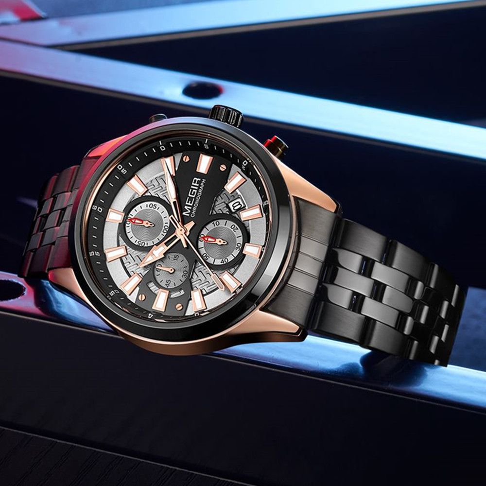 MEGIR 2154 – Reloj de cuarzo en acero