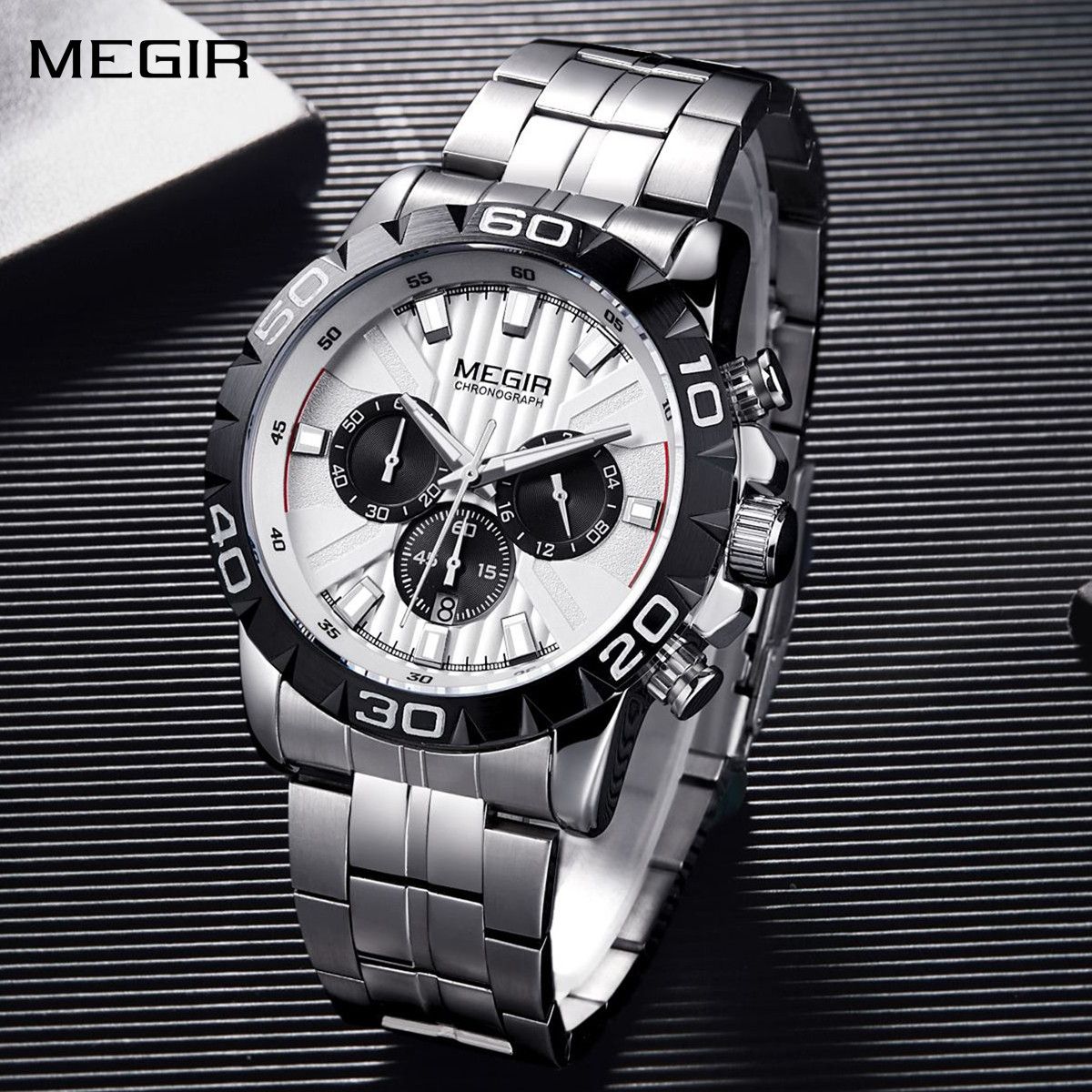 MEGIR 2087 – Cronógrafo elegante en acero
